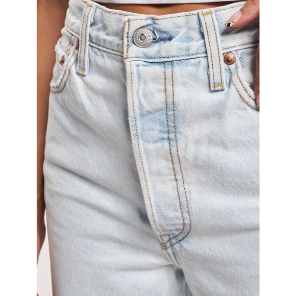 Levis Premium Women Denim Jean 28 Ribcage Straight Ankle Blue High Rise Wide Leg - Picture 12 of 16